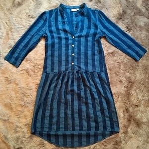 ANTHROPOLOGIE THE ODELLS Striped Blue Dress Medium